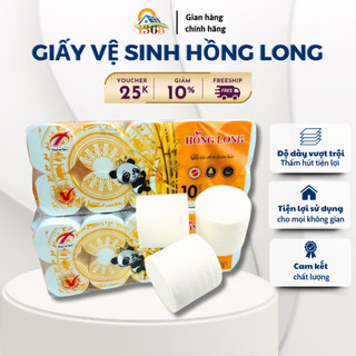  Giấy vệ sinh Hồng Long Gấu Trúc cao cấp lốc 10 cuộn không lõi 4 lớp mềm mịn siêu dai 