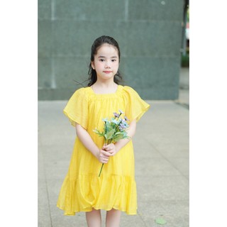 Váy bé gái LEAH suông nấm cổ vuông cộc tay mùa hè xinh xắn cho bé từ 3,4,5,6,7,8,9,10 tuổi - Amy Dress