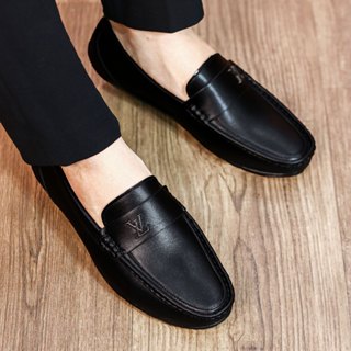 Giày Da Nam, Giày Moca Nam Chất Liệu Da Microfiber Đế Cao Su Khâu Chắc Chắn Mã B02 Màu Đen