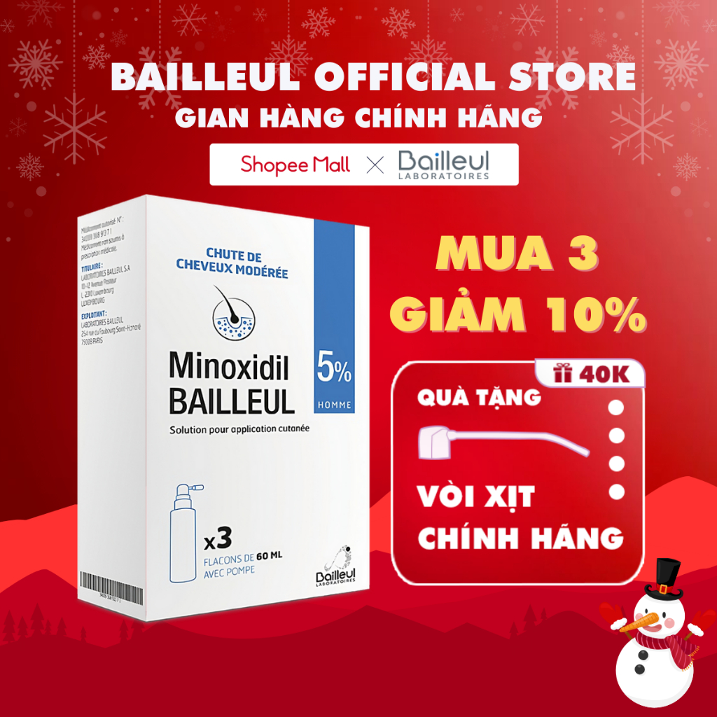  Xịt Mọc Tóc Minoxidil Bailleul 5% Nhập Khẩu Pháp Kích Thích Mọc Tóc Và Giảm Rụng Tóc Từ Bailleul Chính Hãng 
