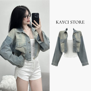 Áo Khoác Jean Nữ Croptop, Áo Khoác Denim Dáng Ngắn Màu Bụi Hack Dáng (form chuẩn loại 1, hình thật)