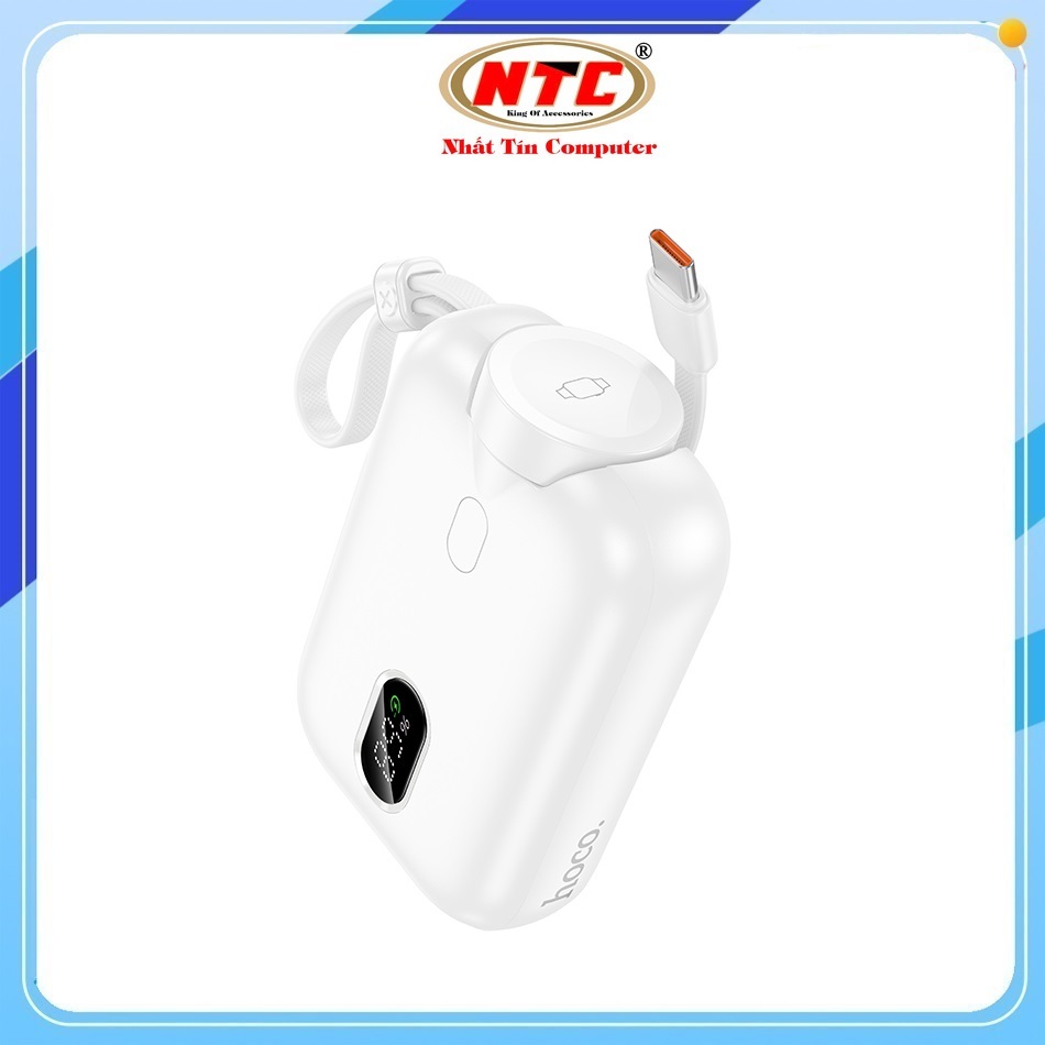 Pin Dự Phòng Hoco J130 10000mAh TypeC PD 20W kèm cáp sạc cho Smart Watch (Trắng)