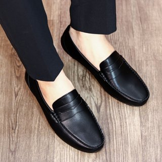  Giày Lười Nam Giày Moca Nam Chất Liệu Da Microfiber Đế cao Su Khâu Chắc Chắn Mã B09 Màu Đen 