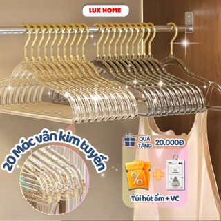 Combo 10 móc treo quần áo trong suốt, mắc quần áo kim tuyến chống trượt đầu móc xoay 360 độ đa năng