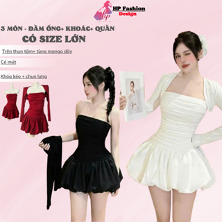 Đầm body ống cúp dáng ngắn + áo khoác dơi dài tay, set đầm kiểu thun  đi chơi đi tiệc sang chảnh mặc noel tết G981