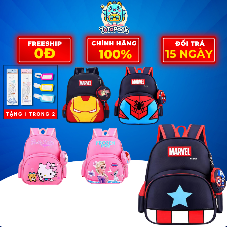 Balo cho bé mẫu giáo mầm non TOTOPACK BLSAH-NO8336 hoạ tiết phim hoạt hình