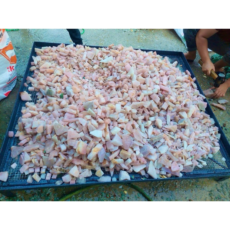 [ Vụn nhỏ rải móng nhà] Combo 10 kg đá thạch anh hồng thô rải móng nhà, bể cá, cây cảnh