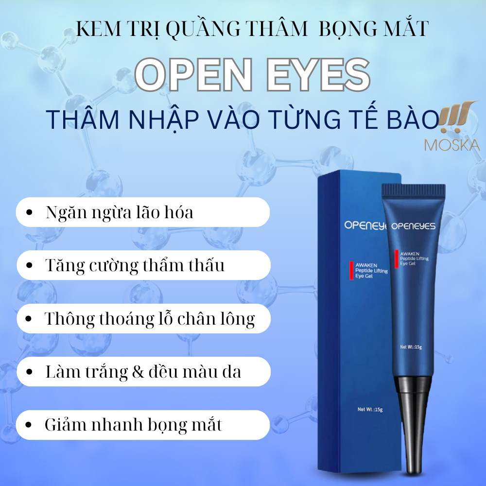 Kem Openeyes Xoá Tan Bọng Mắt, Xoá Sạch Thâm Quầng Mắt - Kem Dưỡng Mắt Openeyes Mỹ 15gr Trẻ Hoá Đôi Mắt Tuổi 20 | Moska