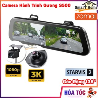 Camera Hành Trình Gương S500  70Mai Cam Trước 3K HDR Cam Sau Full HD 1080P - Camera Ghi Hình Hành Trình 70Mai