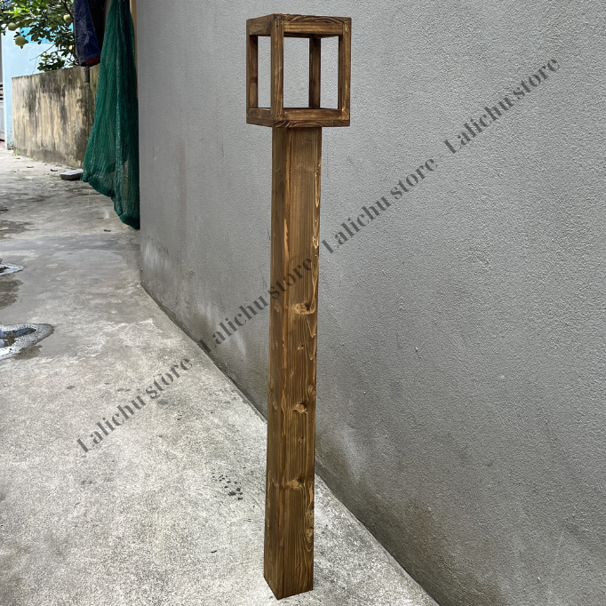 Cột đèn bằng gỗ decor, khung gỗ treo đèn, trụ đèn bằng gỗ, đèn lồng gỗ trang trí