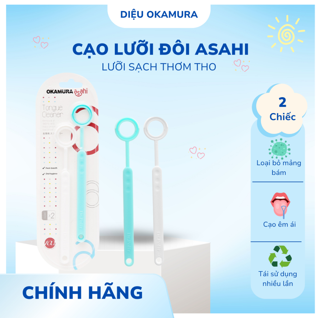 Dụng Cụ Cạo Lưỡi Đôi Siêu Sạch Okamura Nhật Bản