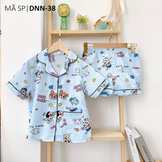 22kg-50kg Pijama trẻ em, đồ bộ bé trai mặc nhà vải Đũi gạo mềm mịn Tiệm nhà bé DNN-38