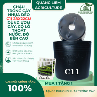   5 cái  Chậu Trồng Cây Nhựa Dẻo C11 - KT: 26x21cm có lỗ thoát nước dày dặn mày đen độ bền cao 