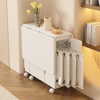  Bàn ăn thông minh gấp gọn có kệ để đồ bánh xe di chuyển 360 phù hợp ghế gập decor phòng khách IGA- BATM5  GP372 