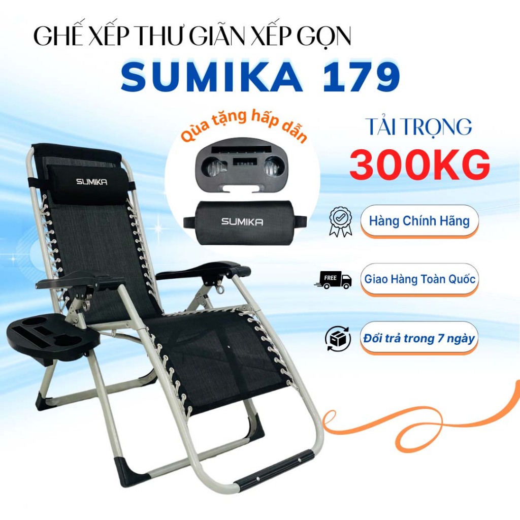 SUMIKA Ghế Xếp Thư Giãn SUMIKA 179, Khung Thép Sơn Tĩnh Điện, Vải Lưới Textilene Thoáng Khí