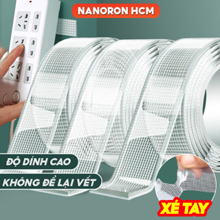 Băng keo 2 mặt siêu dính lõi sợi thủy tinh NANORON Keo nano dính siêu chắc Băng keo lưới thủy tinh