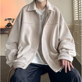 Áo Jacket Zip DAHI có nút bấm vải DA LỘN màu ĐEN/NÂU/RÊU 🏁 Nam nữ unisex/Áo khoác dây kéo cổ bẻ form rộng Jaystoree 🖤