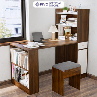  Bộ Bàn Ghế Học Tập Bàn Làm Việc Kết Hợp Kệ Sách FD04 FIVO Gỗ Chống Ẩm Cao Cấp Lắp Ráp Đơn Giản Thiết Kế 3 Trong 1. 