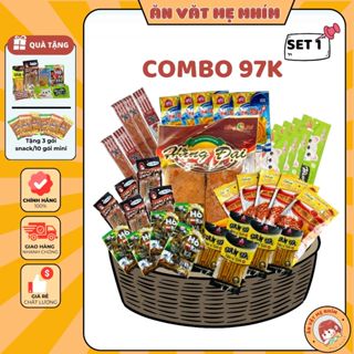 Combo đồ ăn vặt 97K - Bò nướng, bánh pò, thịt hổ, que tăm cay Hằng Đại, snack bim -TẶNG 10 GÓI SNACK, Đồ ăn vặt mẹ Nhím