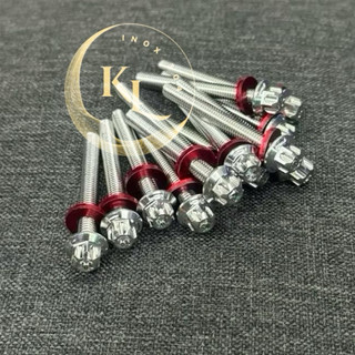  FULL BỘ ỐC LỐC MÁY MẪU BÔNG M3  Tặng kèm full long đền đỏ hoặc xanh  CHUẨN INOX 304 GẮN CHO TẤT CẢ CÁC DÒNG XE 