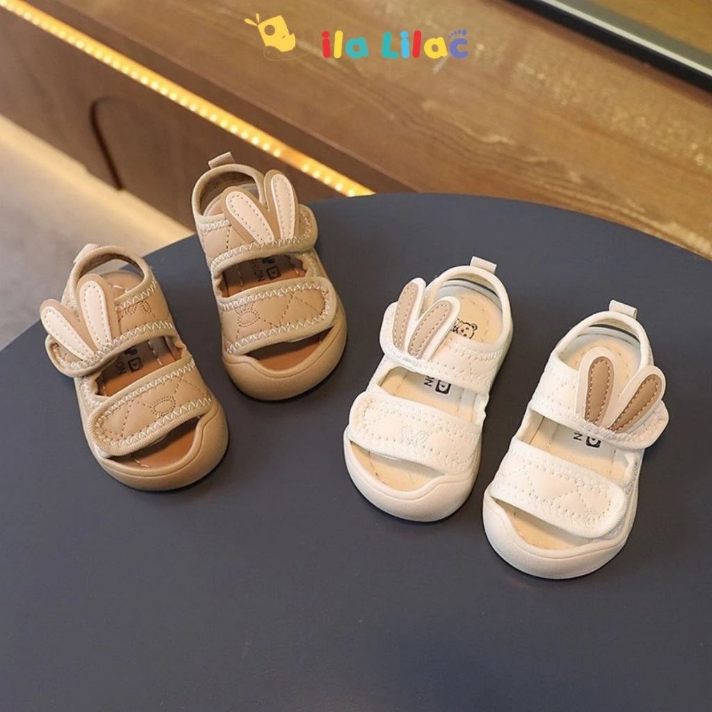 Sandal Tập Đi Đế Mềm Chống Trơn Trượt Mũi Chống Vấp, Họa Tiết Tai Thỏ Đáng Yêu Cho Bé Trai Bé Gái (M05)