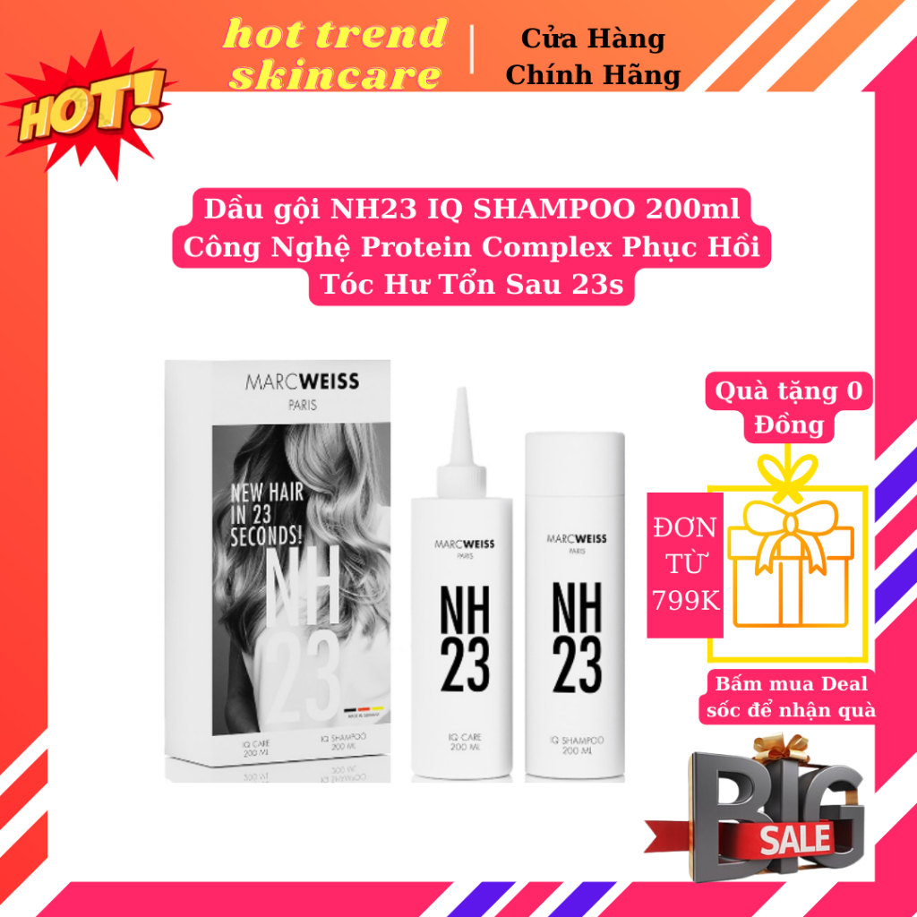 Dầu gội NH23 IQ SHAMPOO 200ml Công Nghệ Protein Complex Phục Hồi Tóc Hư Tổn Sau 23s