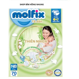 Tã dán sơ sinh Molfix (dưới 5kg) thành phần sợi tre, bông organic -Size XS- 70 miếng