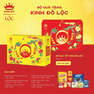  Bộ quà bánh kẹo Tết Kinh đô LỘC 1 -795,4g kèm túi xách   