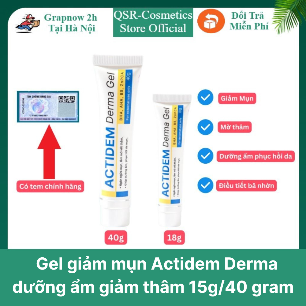 (Chính hãng) Gel giảm mụn Actidem Derma dưỡng ẩm giảm thâm 15g/40 gram
