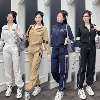  Set bộ gió lụa cổ bẻ Bộ quần áo thu đông chất liệu dày dặn trẻ trung năng động M012 