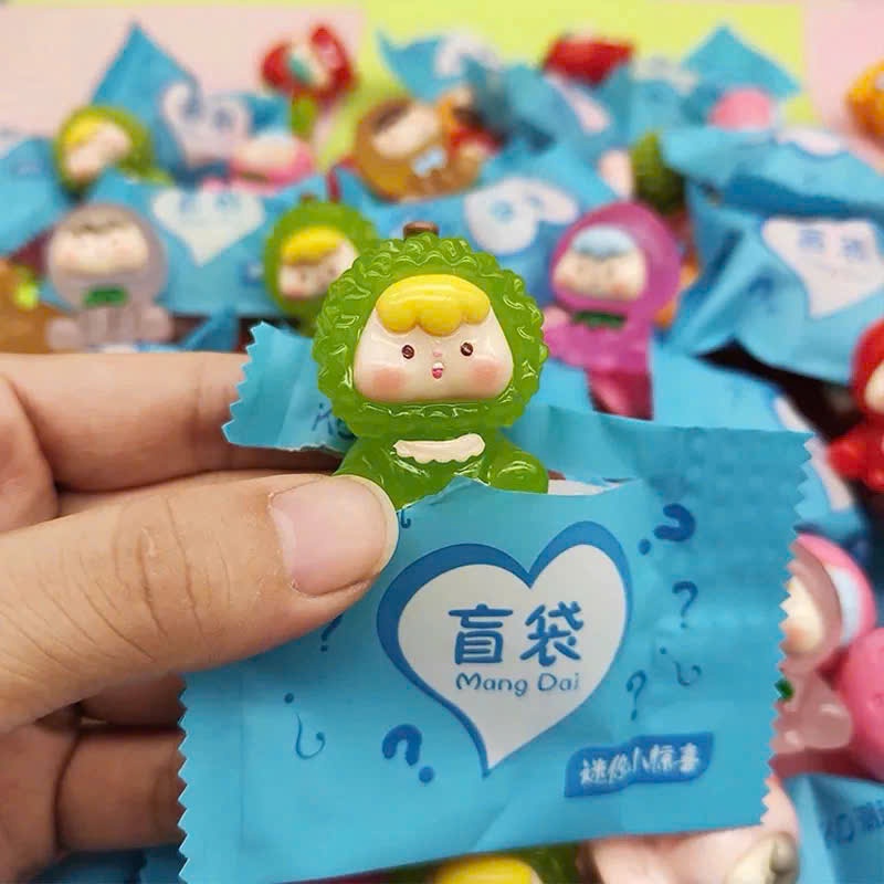 Combo 5-10 túi mù phát sáng tổng hợp Rùa sanrio, Moi trái cây, Labubu size 5cm