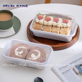 50 Hộp Nhựa Đựng Bánh Ngọt, Bông Lan Trứng Muối, Bánh Cuộn Đế Trắng Nắp Trong Suốt [W180]