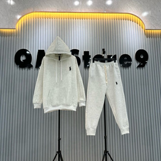 Bộ quần áo nỉ Logo Ngựa Thêu mũ hai lớp chất liệu nỉ bông Fom chuẩn Hottrend Nam Nữ