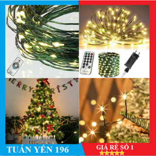  Dây Đèn Led Trang Trí Kẽm Hạt gạo 50M 80M 100M Điều Khiển Remote từ xa Trang Trí Cây Thông Noel Vàng Nắng 