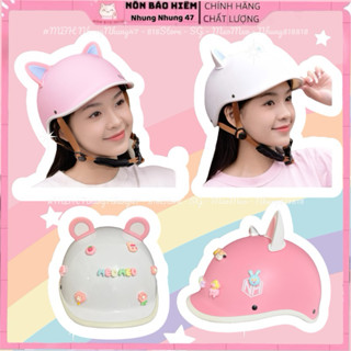   CHÍNH HÃNG  Mũ bảo hiểm 1 2 Cá Heo NA kiểu Nhật- Nón cho bé Trên 25kg và Người Lớn Cao cấp Kèm Chamr và tai mèo tai gấu 
