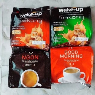 Combo 4 loại cà phê sữa hoà tan:1bịch cafe goodmorning+1cafe sữa Ngon+1cafe wake up hiếu khach+1cafe năng động