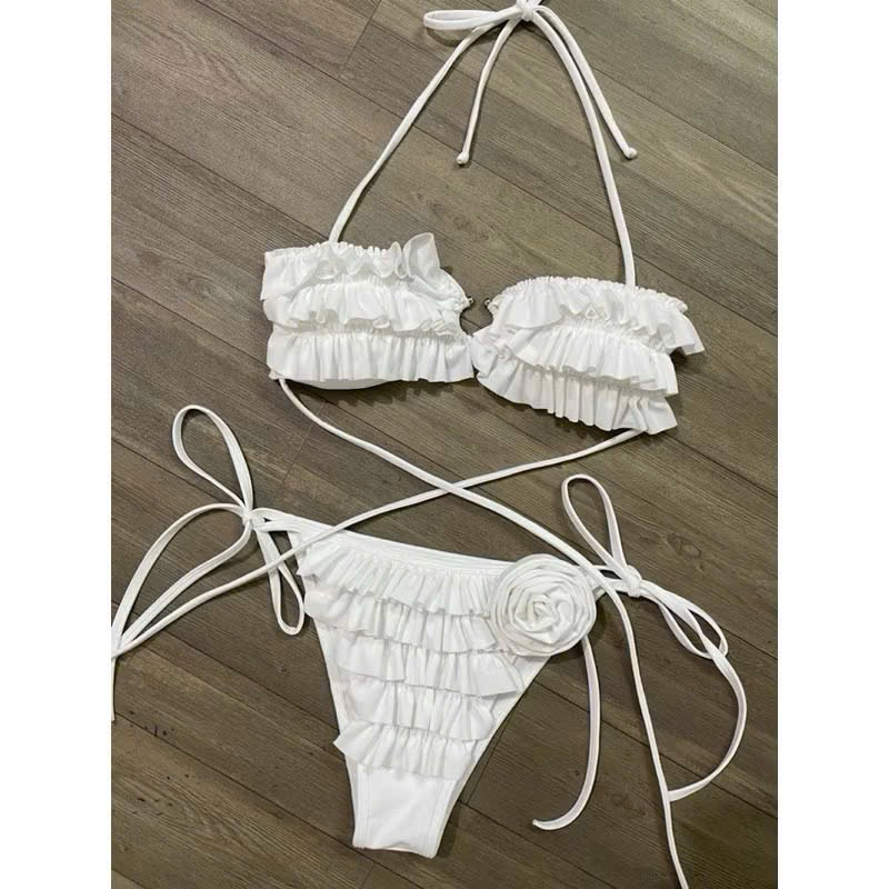 Bikini 2 mảnh xếp tầng áo cup ngực quần kết hoa hàng thiết kế cao cấp( sẵn - che tên) | BigBuy360 - bigbuy360.vn