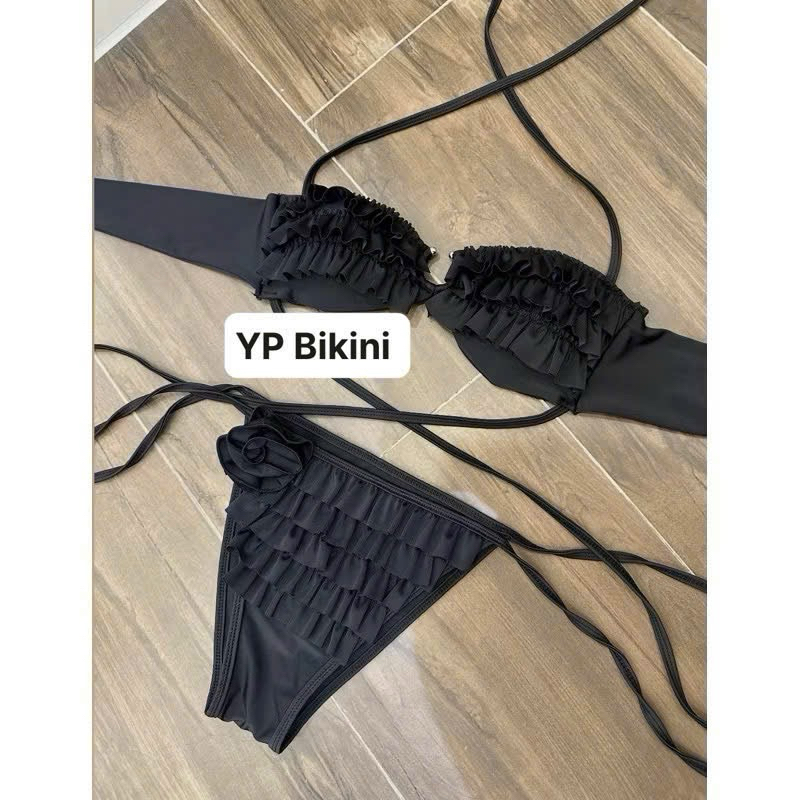 Bikini 2 mảnh xếp tầng áo cup ngực quần kết hoa hàng thiết kế cao cấp( sẵn - che tên) | BigBuy360 - bigbuy360.vn
