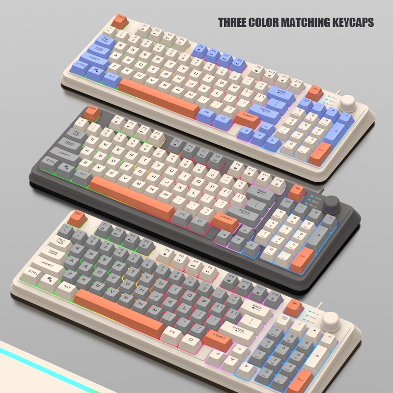 Bàn Phím Chống Ồn Có Dây XUNFOX Có Đèn RGB Và Núm âm lượng | BigBuy360 - bigbuy360.vn