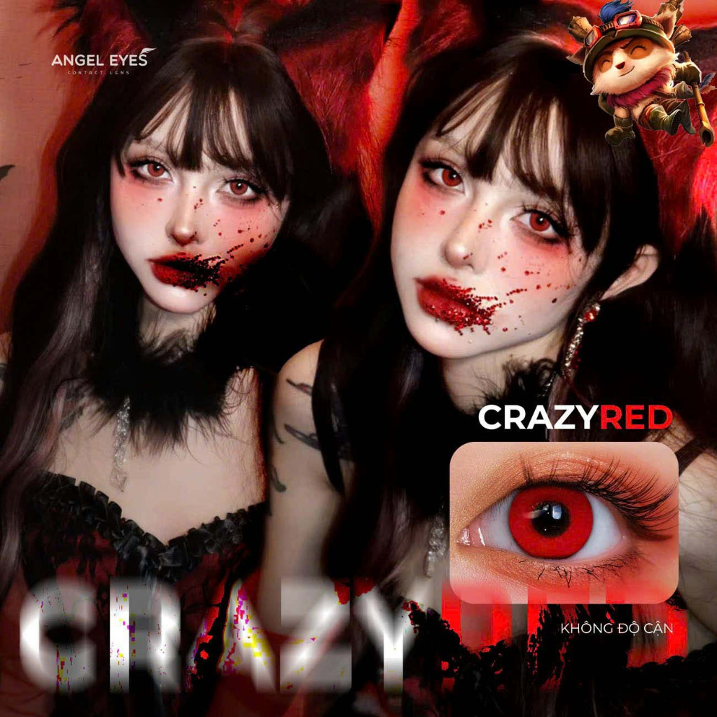 Lens Cosplay Halloween - Anime Hiệu Angel Eyes - Nhiều mẫu Đỏ,Trắng,Mù, Lens 0 độ