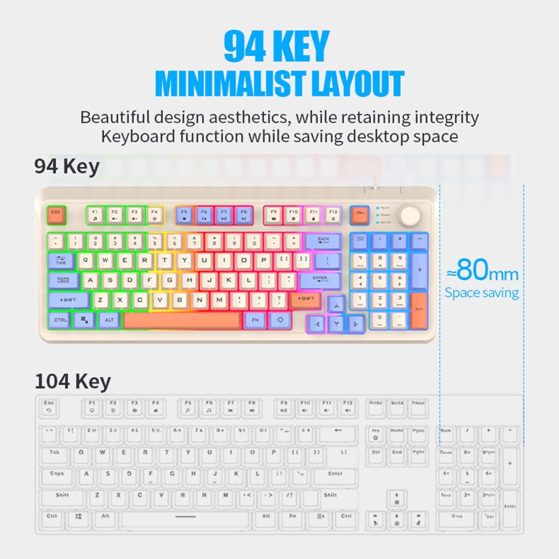 Bàn Phím Chống Ồn Có Dây XUNFOX Có Đèn RGB Và Núm âm lượng | BigBuy360 - bigbuy360.vn