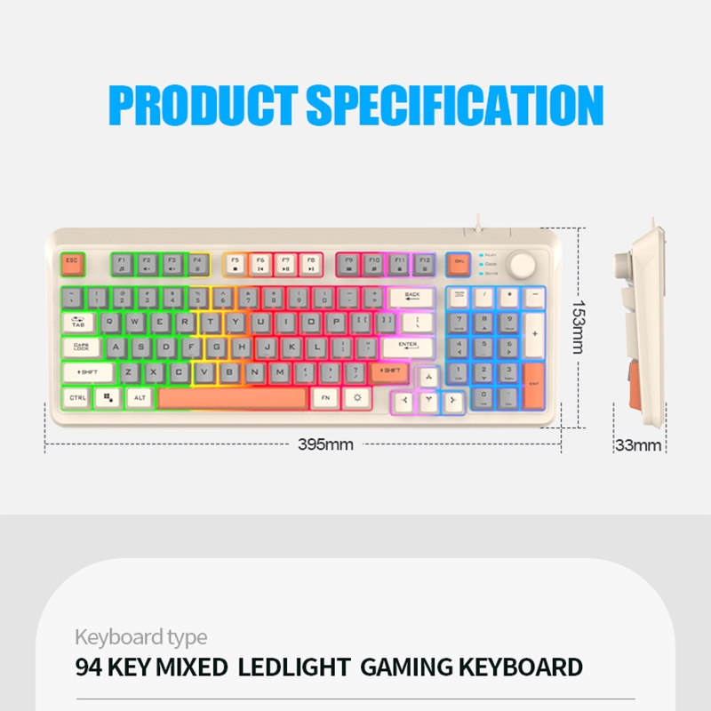 Bàn Phím Chống Ồn Có Dây XUNFOX Có Đèn RGB Và Núm âm lượng | BigBuy360 - bigbuy360.vn