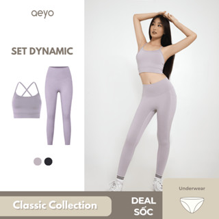 aeyo | Bộ đồ tập yoga gym nữ, áo bra bản to dây chéo, quần legging ôm sát tôn dáng, cao cấp Dynamic
