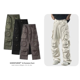 Quần Kaki 12 Túi Hộp phối Cá Tính Phong Cách Nam Nữ Unisex - quần jogger kaki vải dày dặn, đứng form GIDI