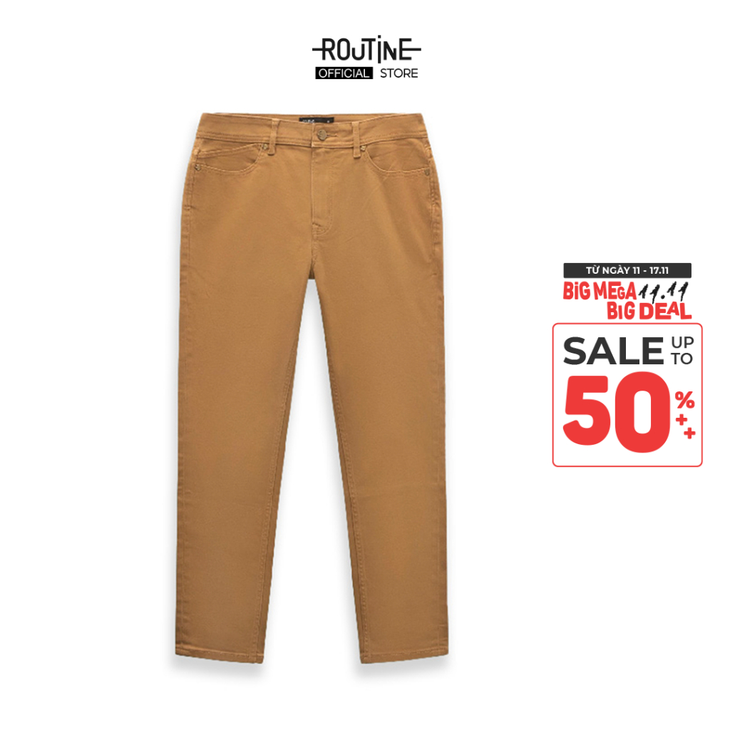 Quần Jean Nam Trơn Ống Ôm Form Slim Crop - Routine 10S23DPA005
