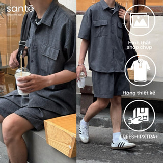 Áo sơ mi nam ngắn tay / cộc tay basic - vải cotton 2 túi ngực có nắp form rộng - DUANE SHIRT by SANTÉ STUDIO