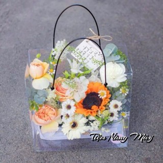 Hộp mica trong suốt, hộp nhựa trong suốt lớn 20cm cắm hoa đựng quà tặng, bánh kẹo