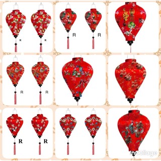  Mẫu trang trí Tết - lồng đèn vải in 3D màu đỏ - dáng tỏi - size 30 40 45cm - trang trí trong nhà or ngoài trời đều đẹp 