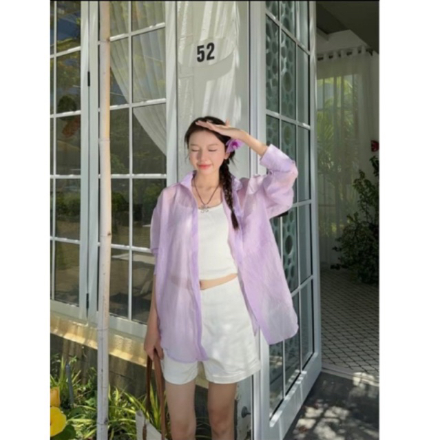 DAISY TOP - AH38 Áo sơ mi nữ chất liệu tơ xuyên thấu Wepretty Clothes dáng oversize xinh xắn nhẹ nhà