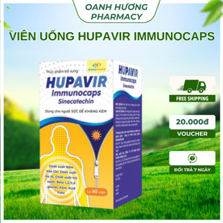 [Che tên] Viên Uống Hupavir Immunocaps tăng đề kháng - Hỗ trợ tăng đào thải HPV, sùi mào gà hộp 60 viên